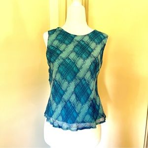 Vintage Silk Blue Sleeveless Blouse